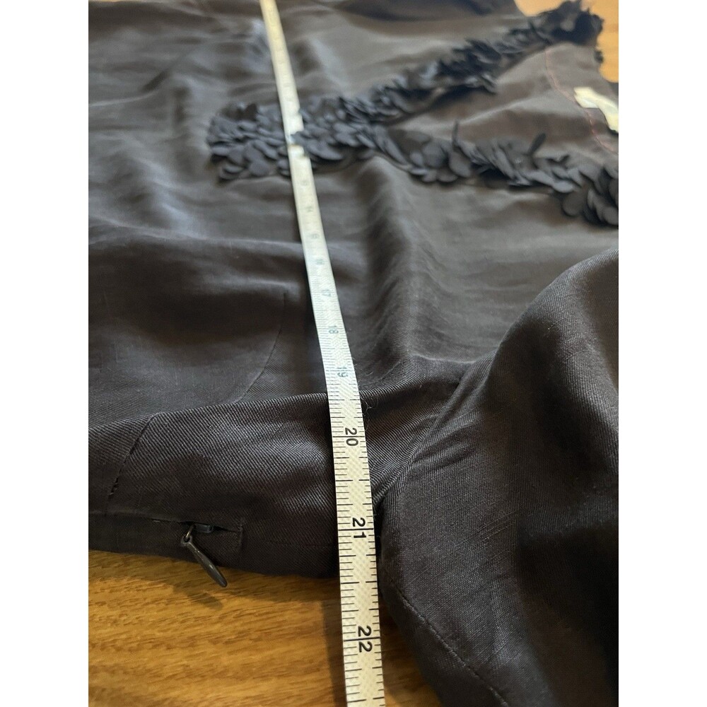Boden Charcoal Gray V Neck 3/4 Sleeve Silk Linen Blend Tunic Mini Dress Size 12 - Picture 9 of 9